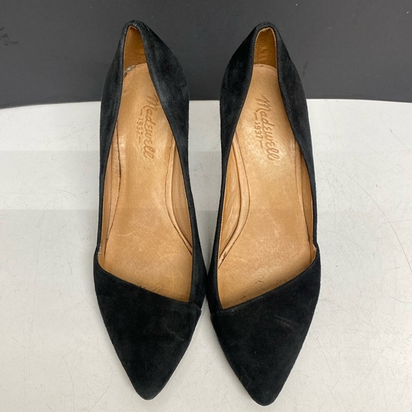 1937 Madewell Black Suede Slip On Heeled Shoes Size 8.5 - Picture 3 of 17